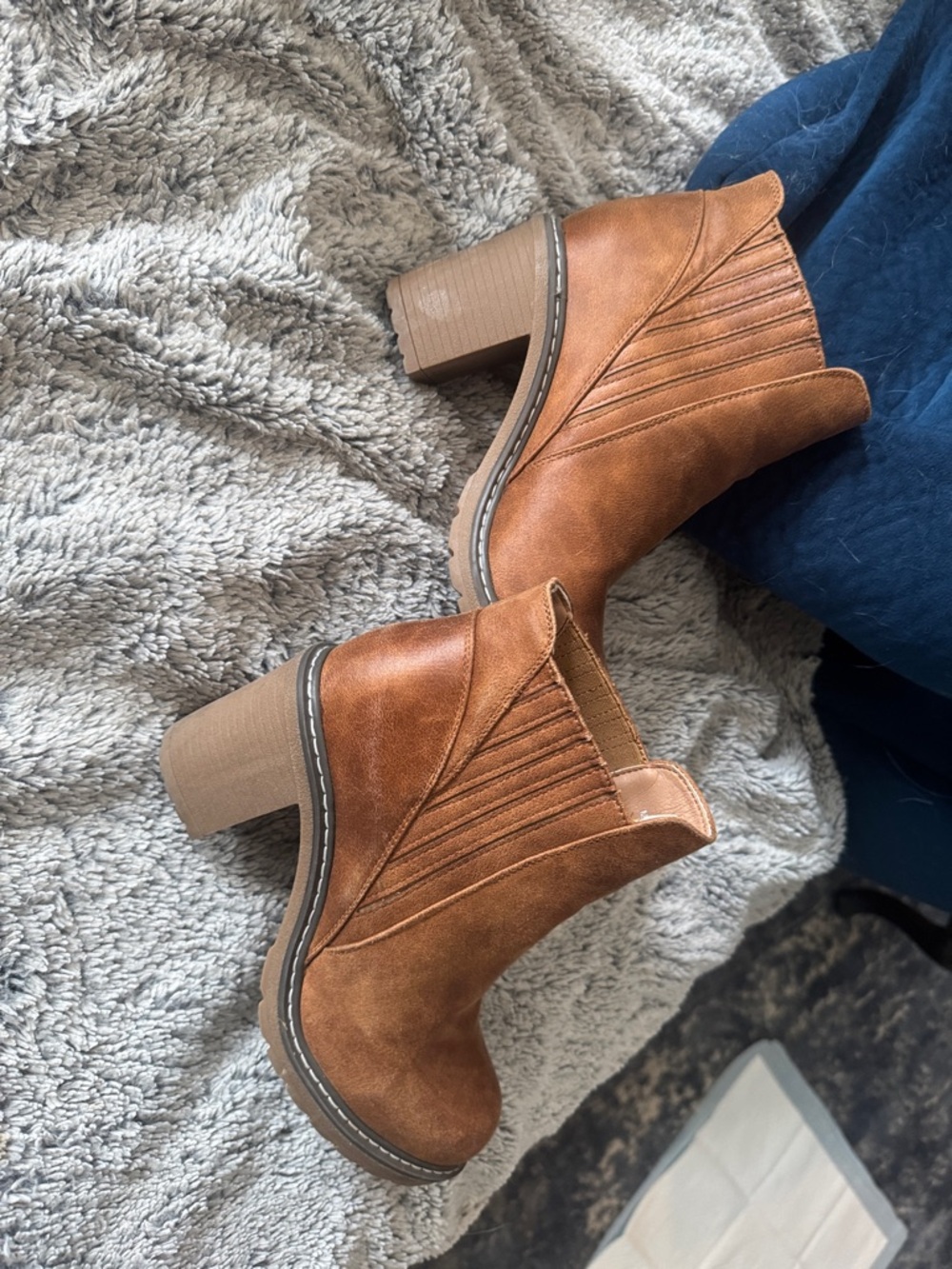 Women's Tan Block Heel Ankle Booties - Stylish Everyday Comfort